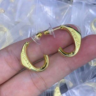 Minimalist Gold Tone Curve Drop Earrings