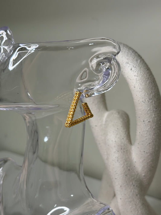 Refined Textured Triangle 1" Width Earrings in Large Design