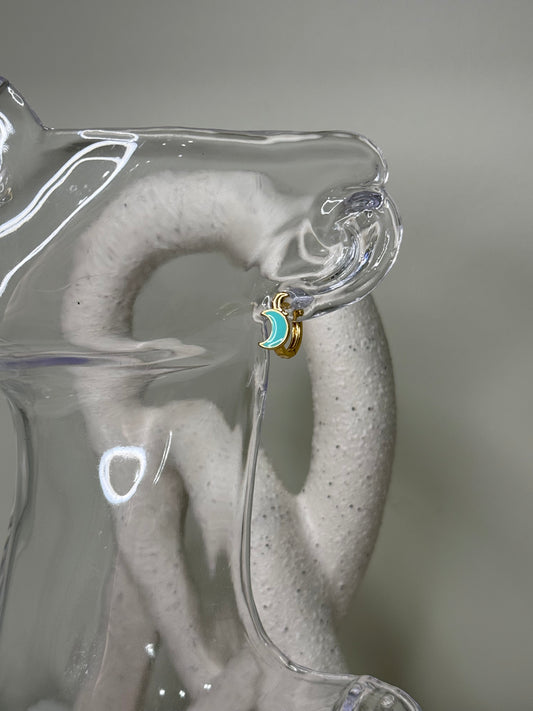 Aqua Moon Small Hoop Earrings