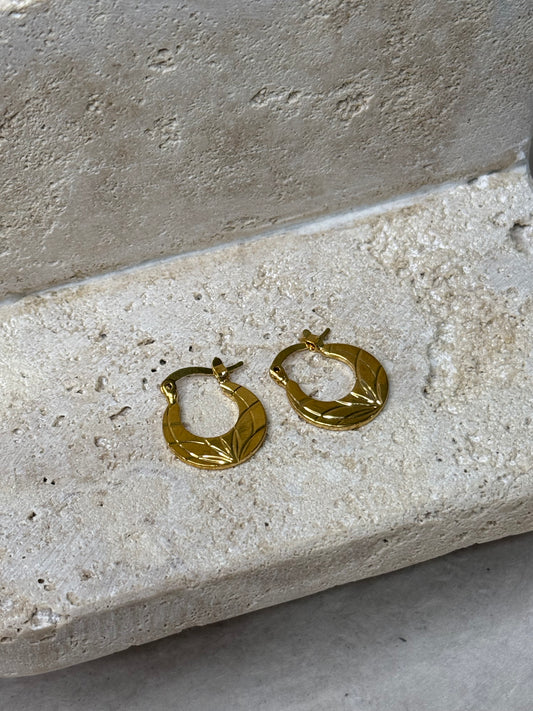 Unique Moon Shape Hoop 5/8" Width Earrings with Criss Cross Detail