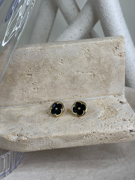 Unique Black Clover Stud 7/8" Width Earrings