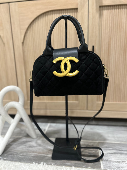 The 'Icon' Quilted Bowling Bag with Signature Gold Accent