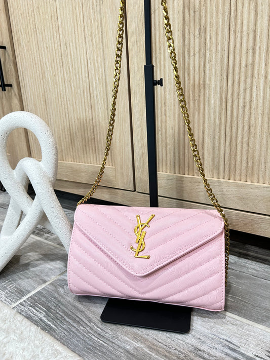 Elegant Pink Quilted Crossbody Clutch