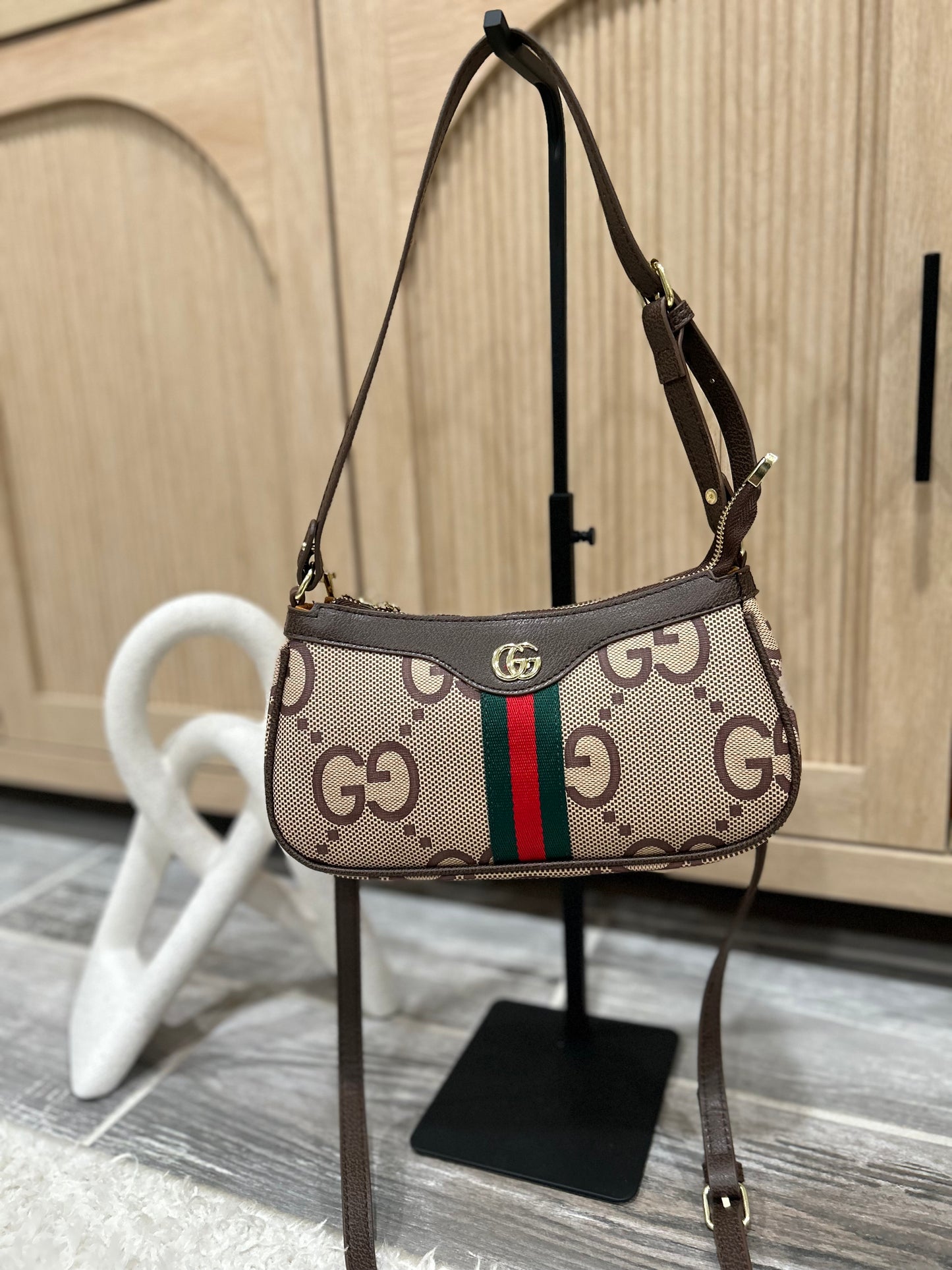 Chic Monogram Web Stripe Shoulder Bag – Convertible Crossbody