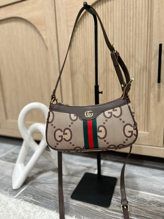 Chic Monogram Web Stripe Shoulder Bag – Convertible Crossbody