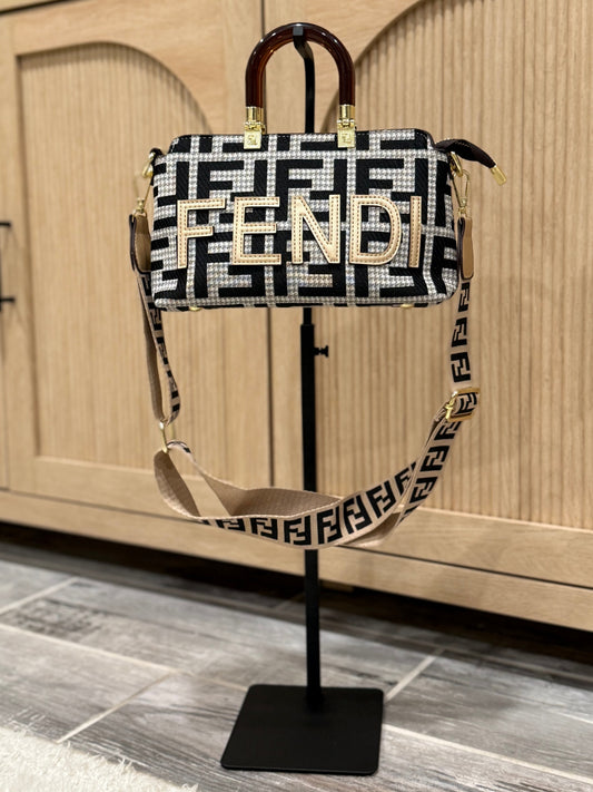 Modern Contemporary Pattern Letter Handbag with Shoulder Strap