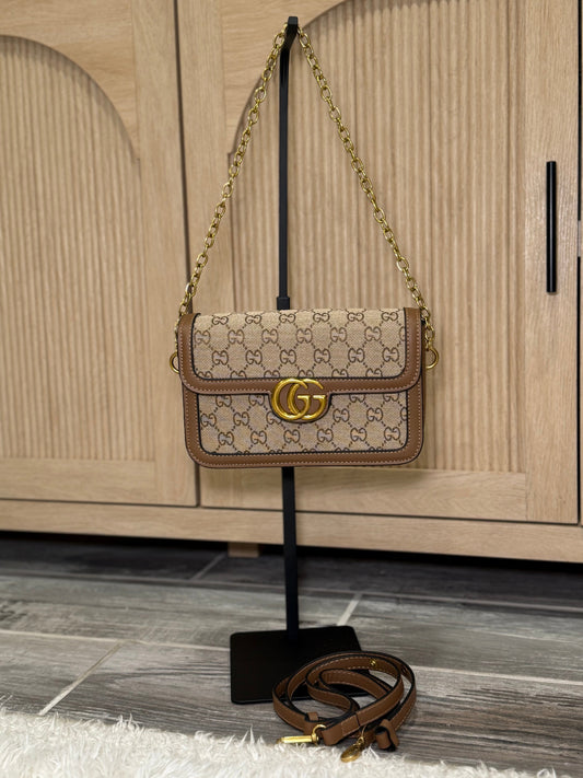 Contemporary Chic Gold GG Shoulder Bag