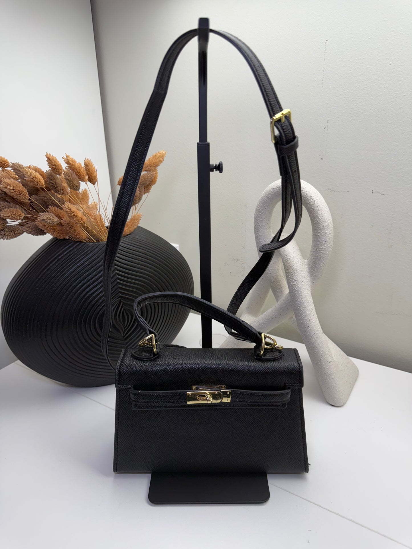 Elegant Small Satchel with Gold-Tone Hardware