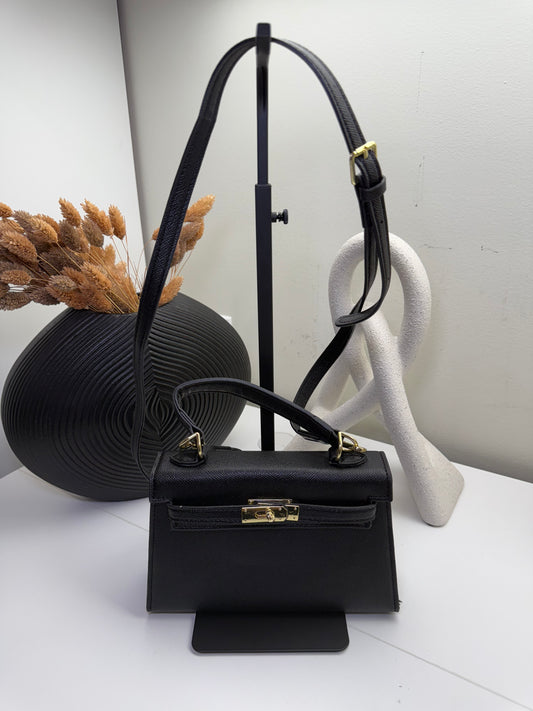 Elegant Small Satchel with Gold-Tone Hardware