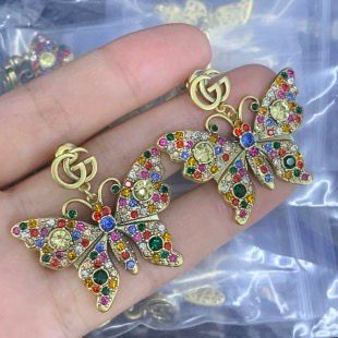Vibrant Rainbow Gemstone Butterfly Dangle Earrings