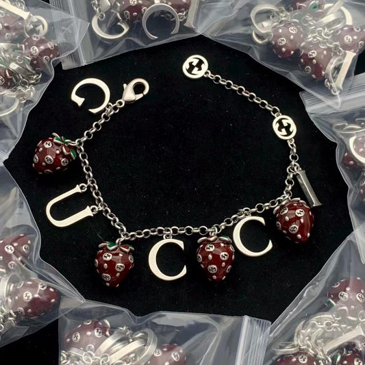 Luxury Strawberry Charm Bracelet