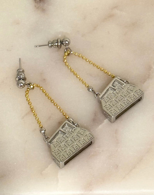 Playful Mini Purse Dangle Drop Earrings