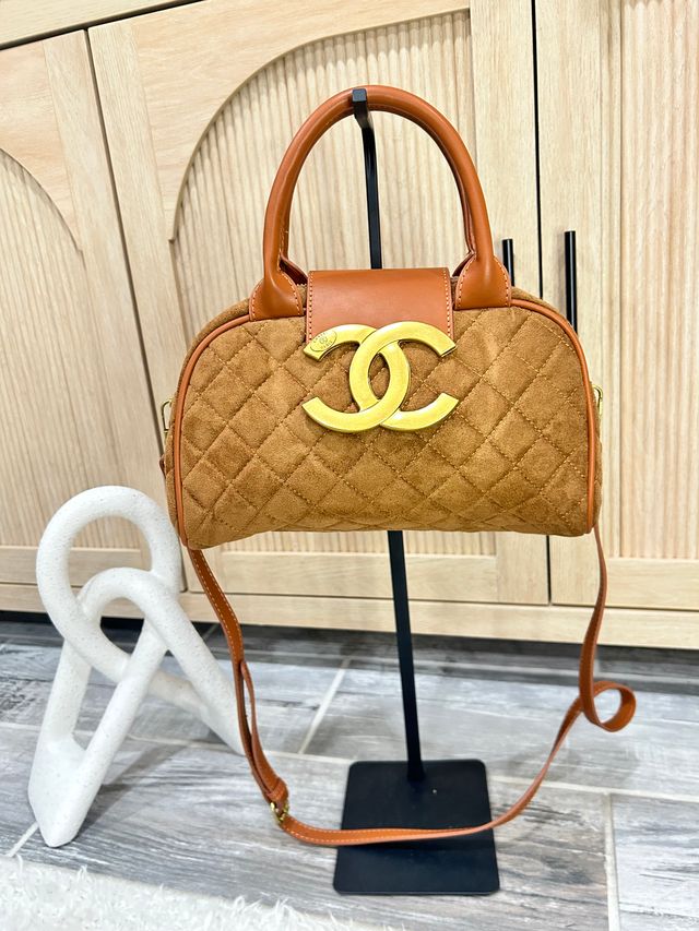 The 'Icon' Quilted Bowling Bag with Signature Gold Accent