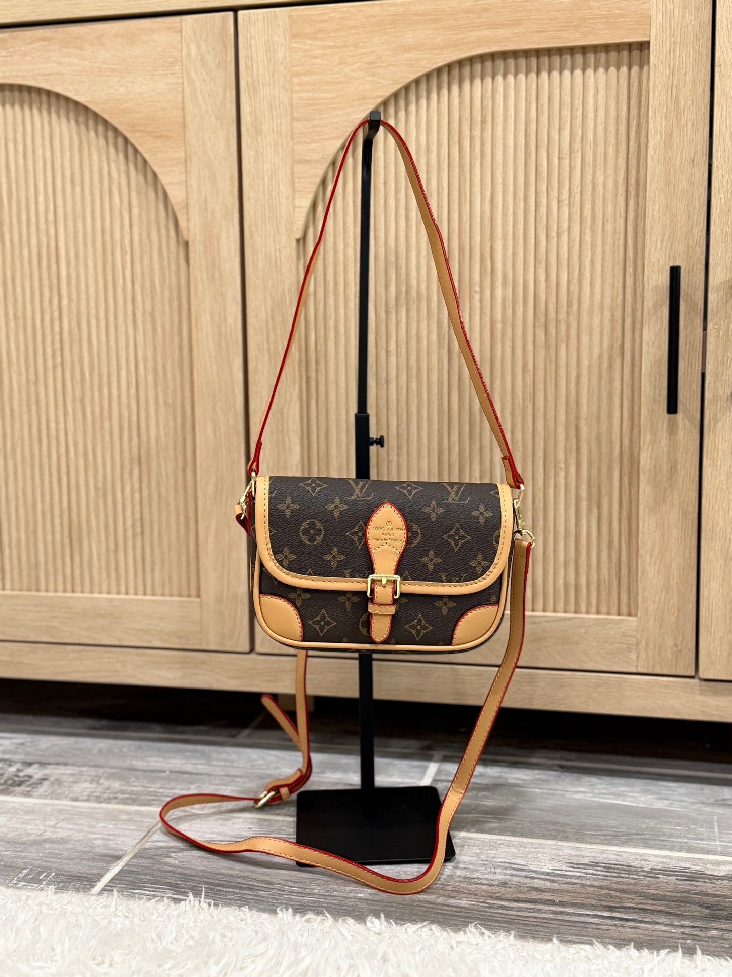 Chic Multicolored Monogram Flap Bag with Adjustable Strap