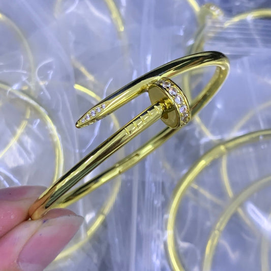 Bold Nail Bangle with Diamond Accents