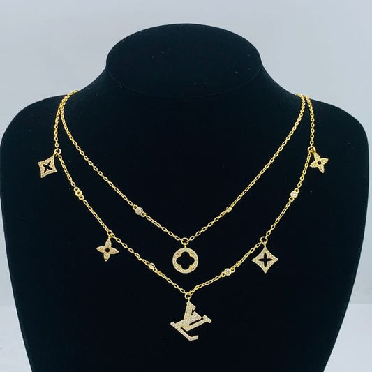 Sparkling Four-Leaf Clover & Starburst Dangle Necklace