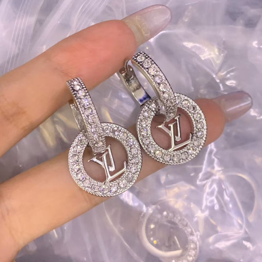 Glamorous Crystal Embellished Hoop Earrings