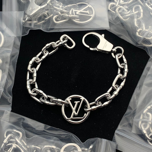 Designer-Inspired Monogram Circle Chain Bracelet