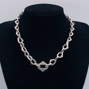 Modern Spiked Link Chunky Silver-Tone Necklace