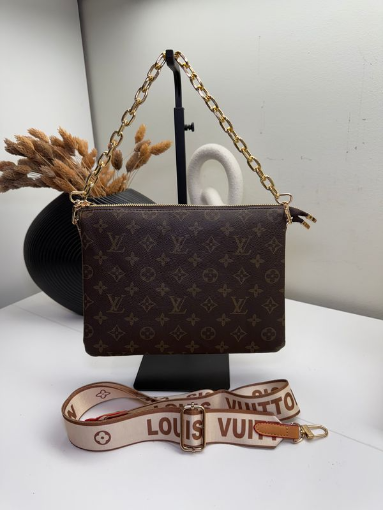Elegant Brown Monogrammed Convertible Purse