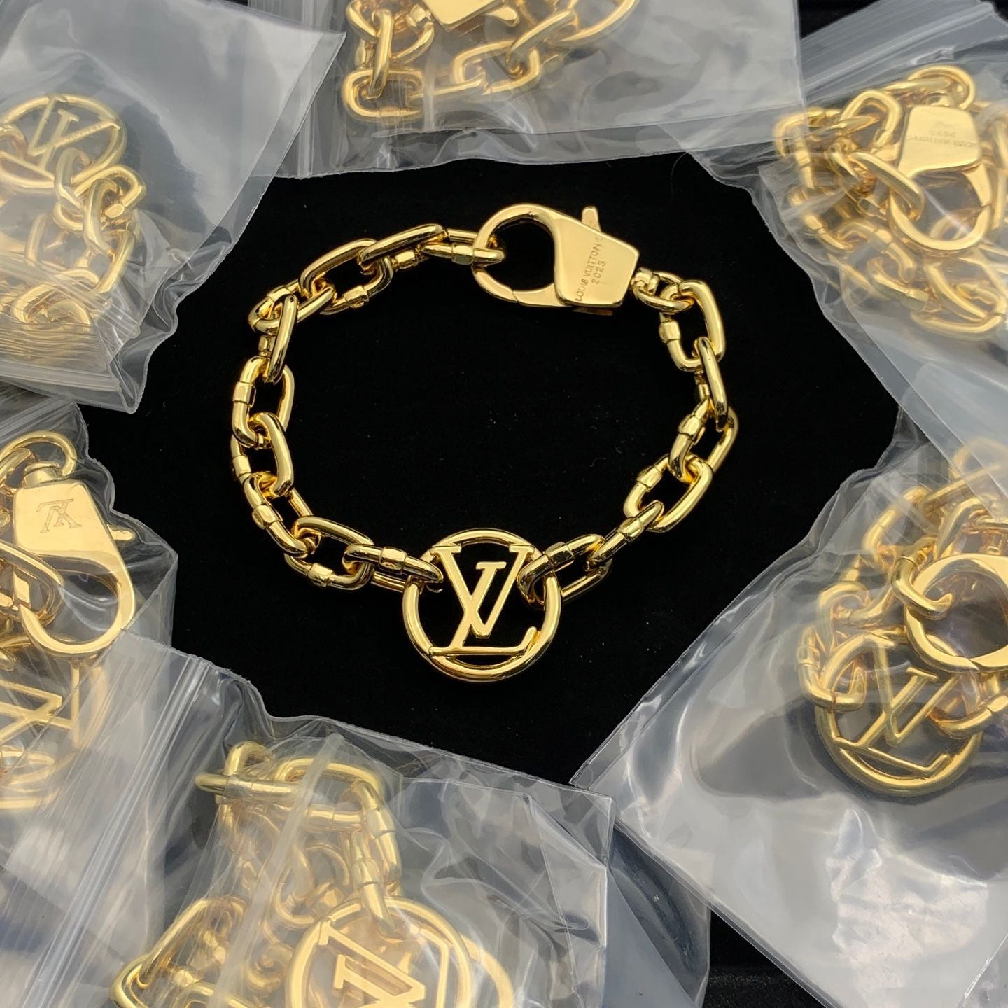 Designer-Inspired Monogram Circle Chain Bracelet