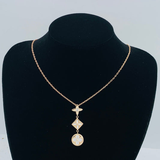 Fashionable Gold Chain Necklace with Dual Geometric Charms