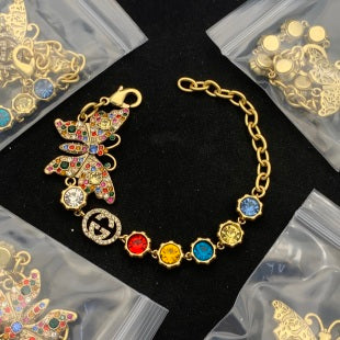 Colorful Crystal Butterfly Chain Bracelet