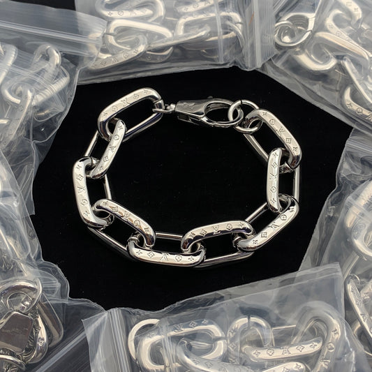 Polished Wide-Link Chain Cuff Bracelet