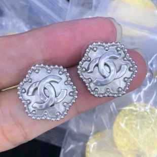 Chic Hexagon Silver Tone Stud Earrings