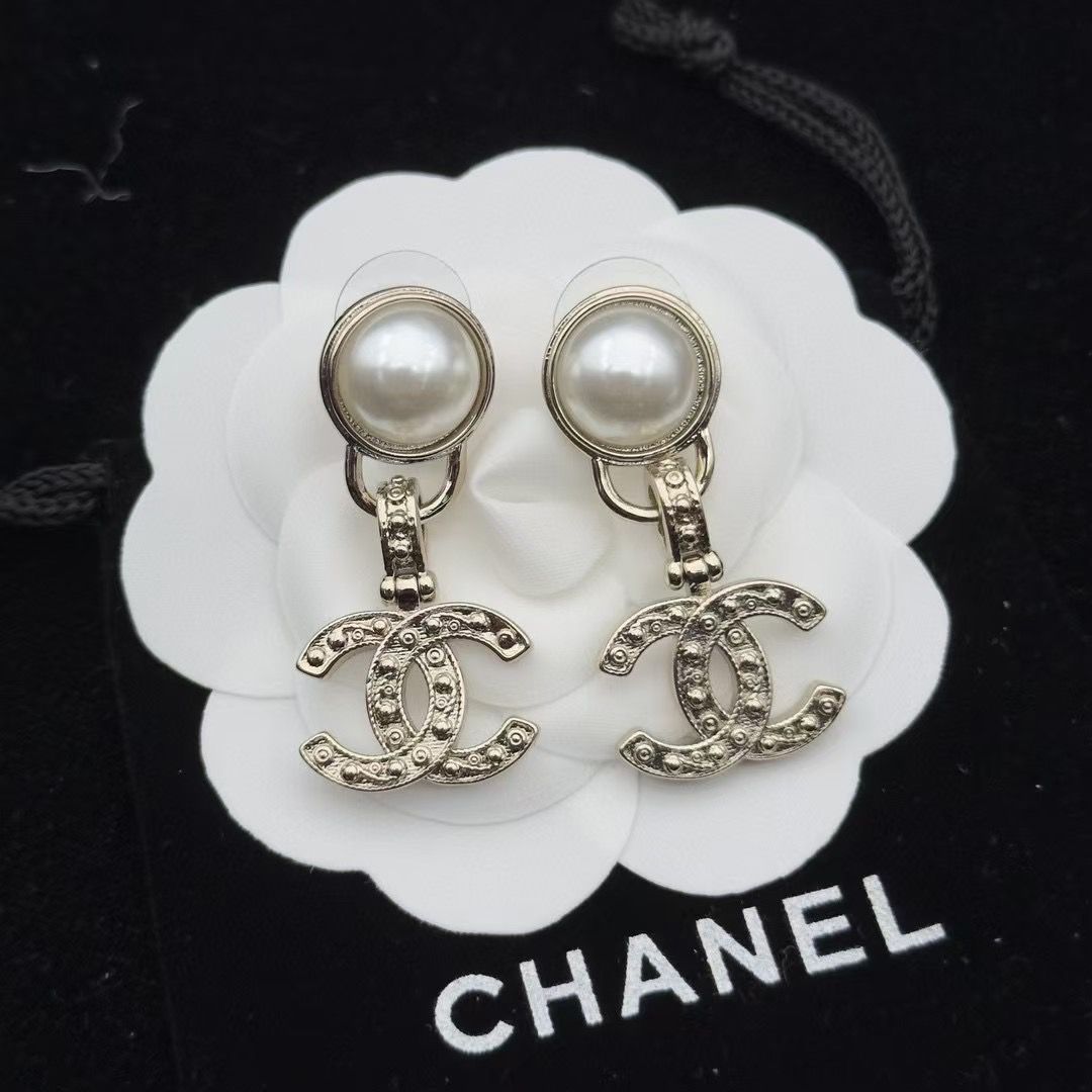 Designer Inspired Pave Crystal Interlock Drop Earrings