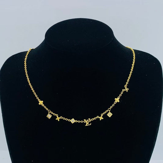 Petite Charm Station Necklace in Gold Finish