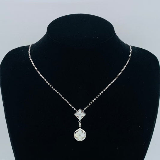 Elegant Mother-of-Pearl Clover Drop Necklace
