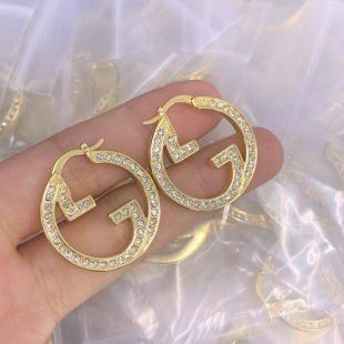 Sparkling Crystal Double-G Hoop Earrings