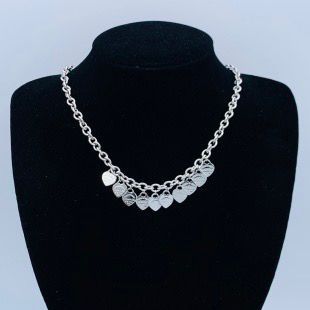 Fancy Drop Heart Charm Necklace