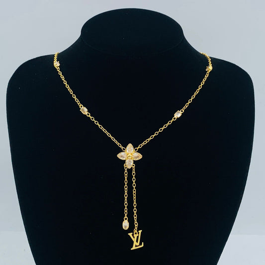 Elegant Dainty Floral Drop Pendant Necklace