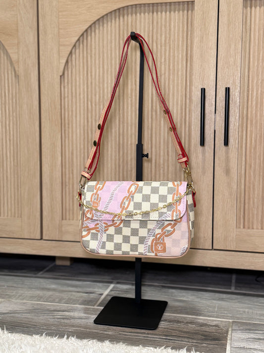 Chic Pink and Beige Shoulder Bag