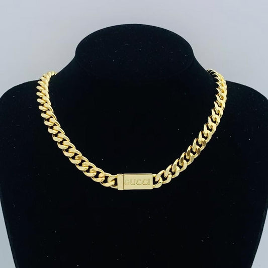 Heavy Gold Tone Miami Cuban Link Chain with Bar Clasp