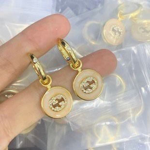 Elegant Gold Hoop Earrings with Pave Dangle Charm