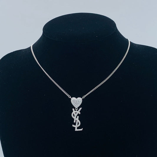 Dainty Crystal Heart Necklace with logo